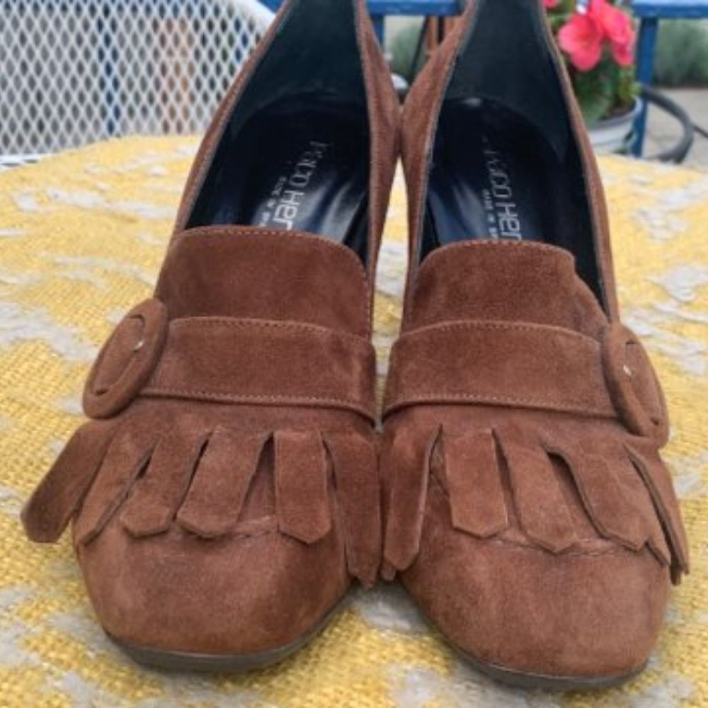 Womans Paco Herrero Brown Suede Shoes